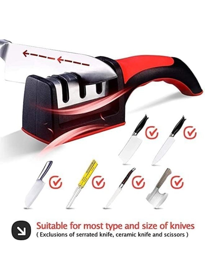 زوبا مسن سكاكين 3 في 1 من الفولاذ المقاوم للرصاص مع 3 مراحل، مسن سكاكين ومقص، مقبض مانع للانزلاق، تصميم مريح، مثالي للاستخدام المنزلي والاحترافي - Image 3